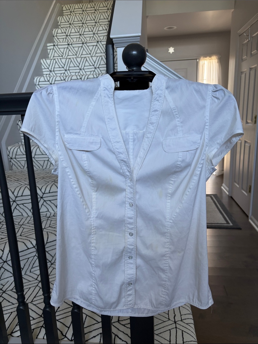 Armani Exchange White Short-Sleeve Button-Down Shirt